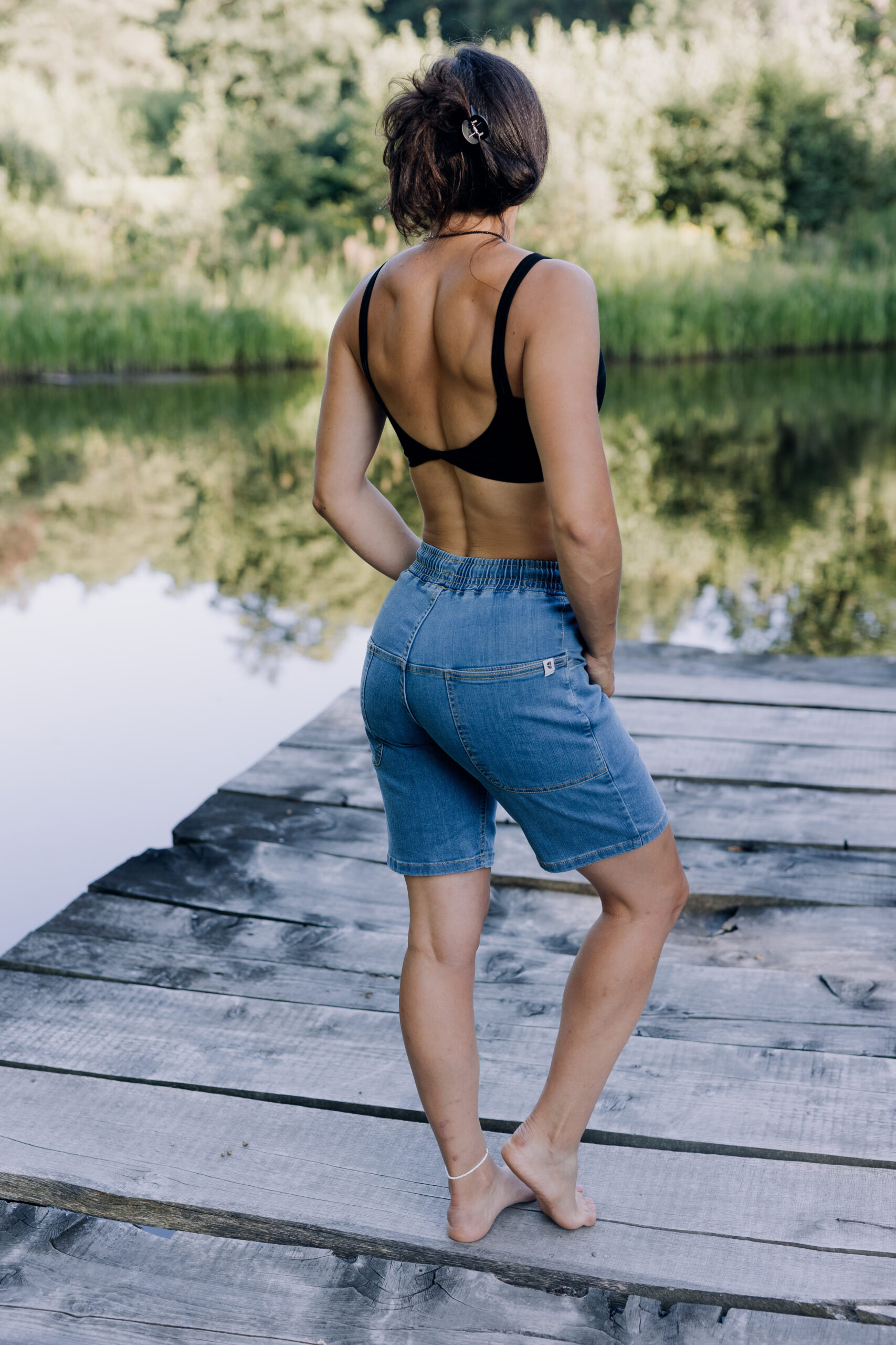 Horizontal shorts - blue jeans