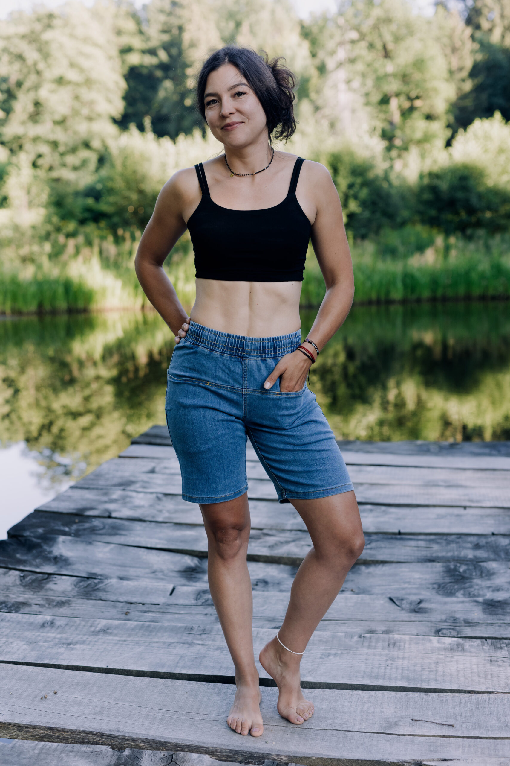 Horizontal shorts - blue jeans - Image 7